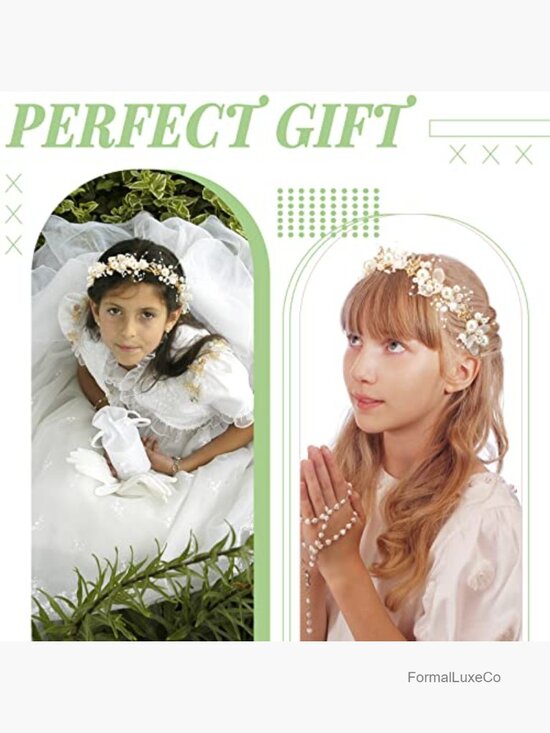 2 Pc Flower Girl Headpiece Rhinestone Pearl Headband for Wedding main image 4